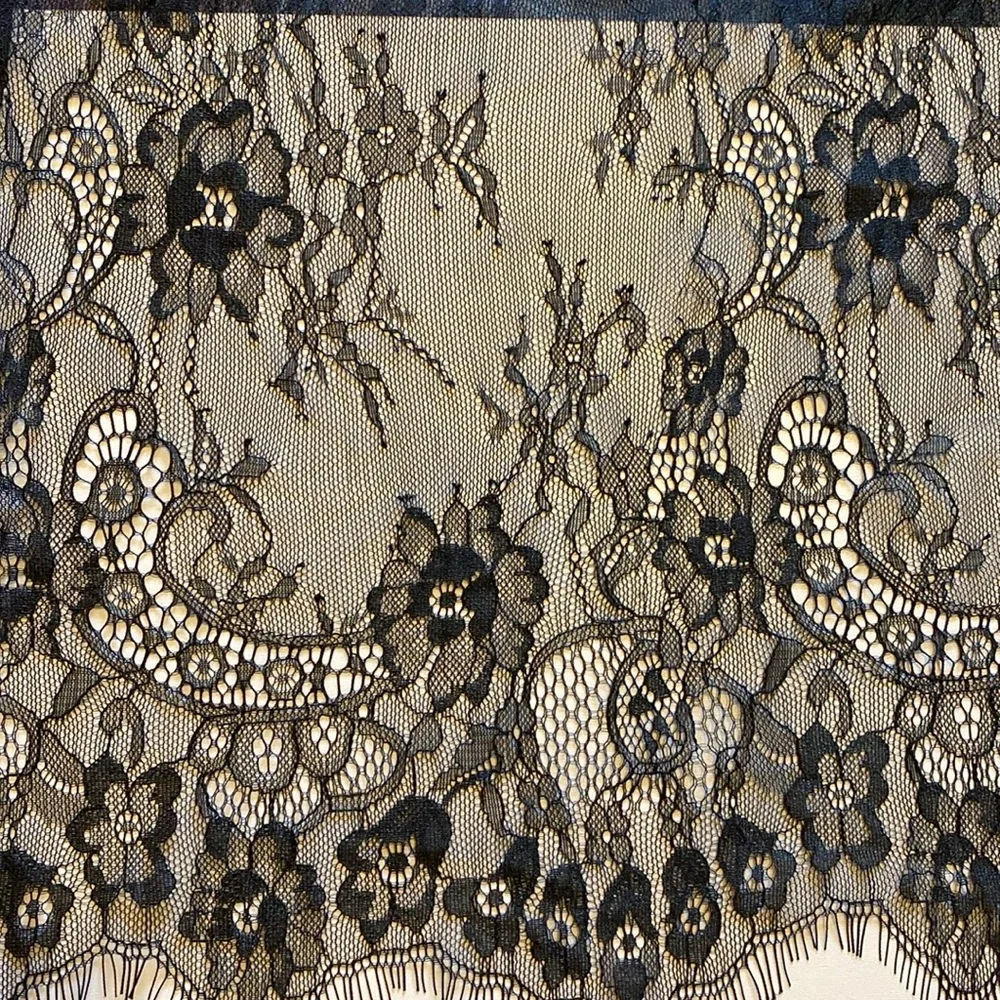Divided Black Puff Sleeve Floral Lace Top - Picture 2 of 11